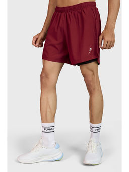 FUAARK - Men Regular 5 Dual Layer Training Compression Inner Maroon Shorts