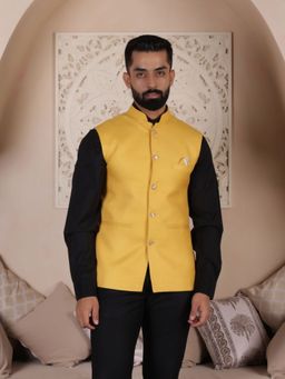 Lightpole - Men Yellow Solid Nehru Jacket