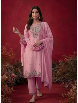 Lakshita - Albeli Baby Pink Embroidered A-line Kurta and Pant with Dupatta