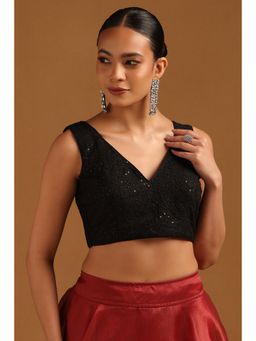Soch - Black Art Silk Blouse with Embroidery and Sequins