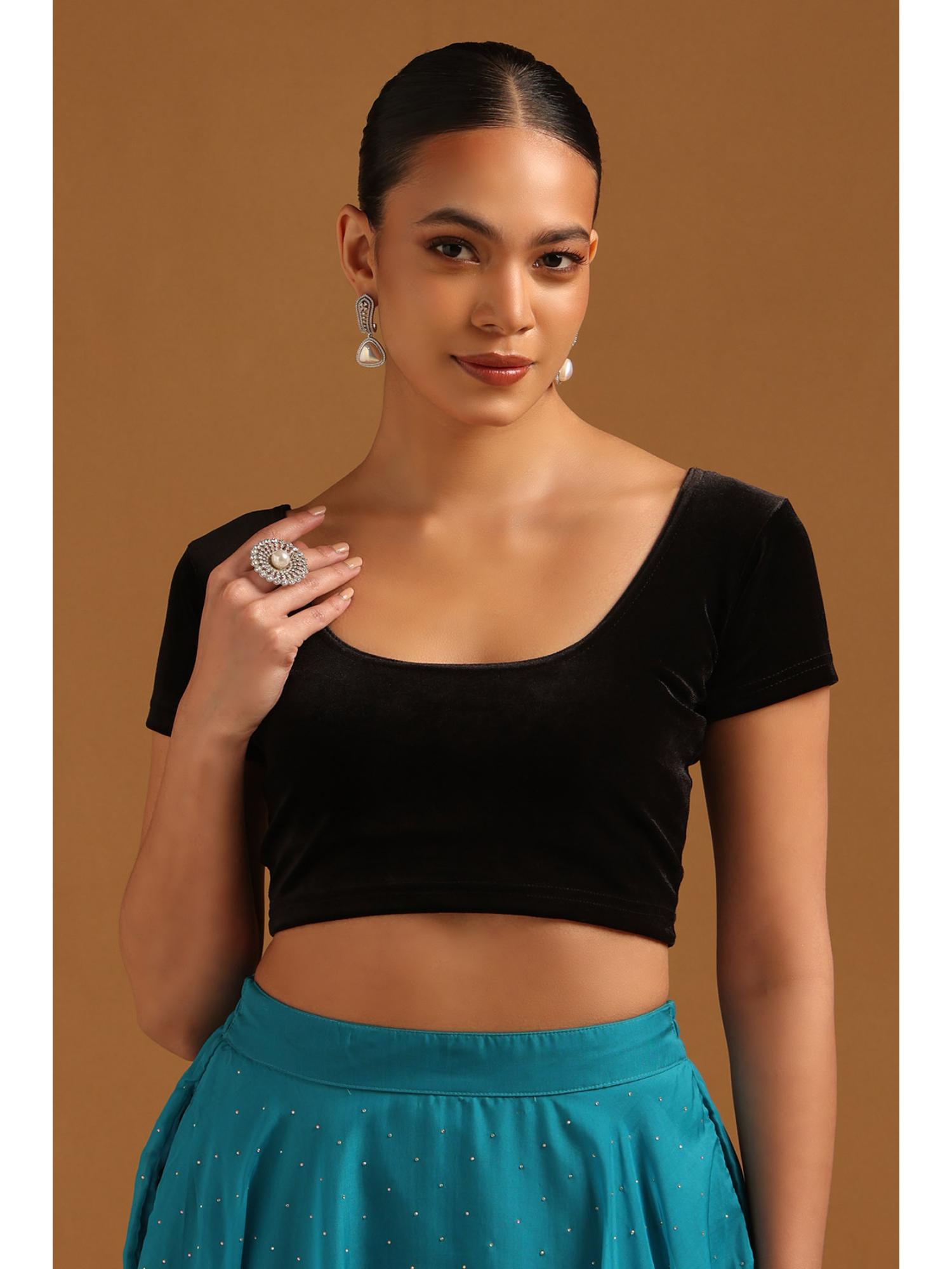 soch Black Velvet Princess Cut Blouse-picture-42