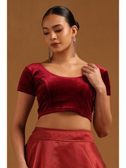 Soch - Maroon Velvet Princess Cut Blouse
