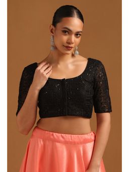 Soch - Women's Black Net Blouse with Sequins Work