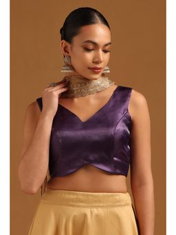 Soch - Purple Tissue Solid Stitched Blouse & Unstitched Sleeves (Set of 2)