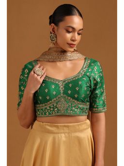 Soch - Womens Green Rayon Embroidered Blouse with Sequins Work