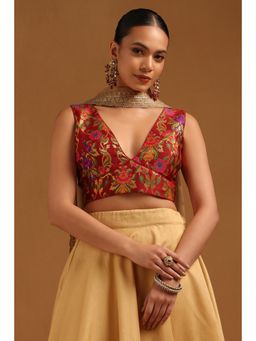 Soch - Womens Maroon Rayon Woven Design Blouse