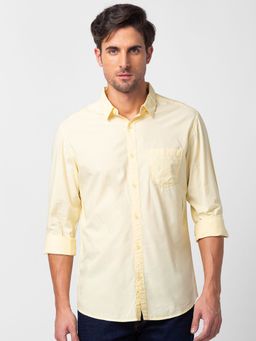 Spykar - Yellow Full Sleeves Cotton Blend Shirt For Men