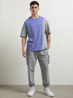 Nobero - Blue Cotton Blend T-Shirt with Joggers