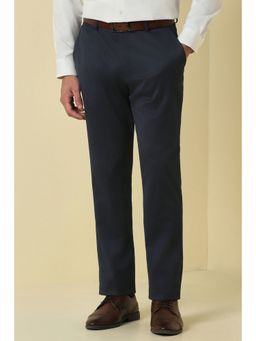 Allen Solly - Navy Blue Polyester Blend Trouser