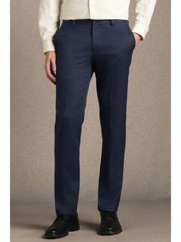 Louis Philippe - Navy Blue Polyester Blend Trouser