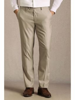Louis Philippe - Beige Polyester Blend Trouser