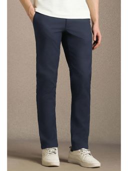 Louis Philippe - Navy Blue Cotton Blend Trouser