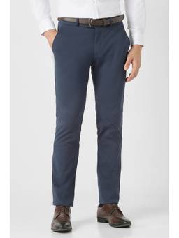 Peter England - Navy Blue Cotton Blend Trouser