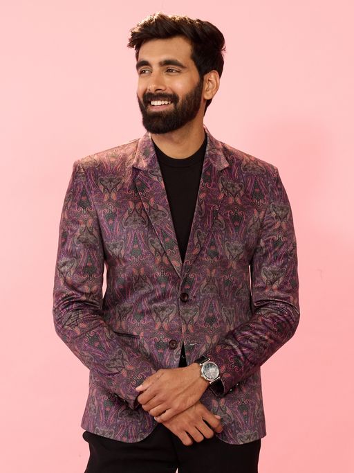 Vastramay Purple Velvet Blazer