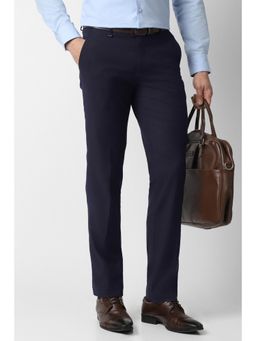 Van Heusen - Navy Blue Polyester Blend Trouser