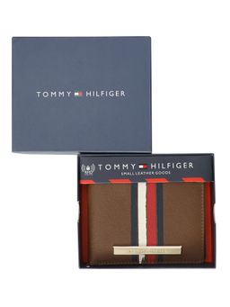 Tommy Hilfiger - Moxen Mens Leather Global Coin Wallet Print Tan