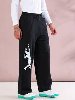 ARDEUR ZEAL IN YOU - Black Tennis Printed Baggy Fit Track Pant