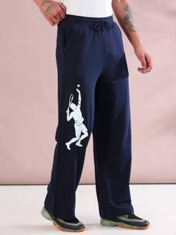 ARDEUR ZEAL IN YOU - Navy Tennis Printed Baggy Fit Track Pant