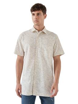 ColorPlus - Regular Fit Printed Medium Off White Shirt