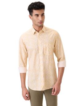 ColorPlus - Regular Fit Printed Medium Yellow Shirt