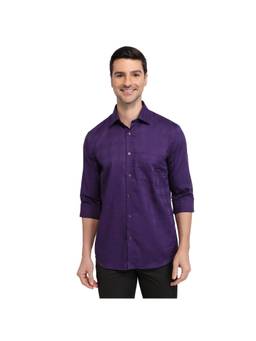 ColorPlus - Regular Fit Checkered Dark Purple Shirt
