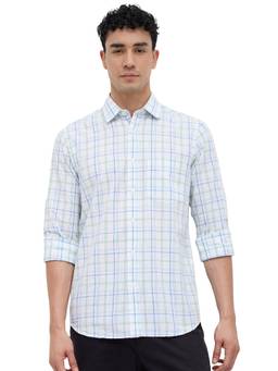 ColorPlus - Regular Fit Checkered White Shirt