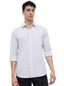 ColorPlus - Regular Fit Checkered Medium Grey Shirt