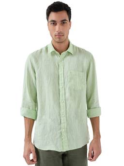 ColorPlus - Regular Fit Solid Medium Green Shirt