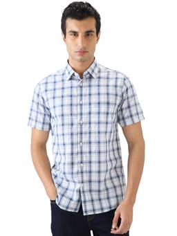 ColorPlus - Regular Fit Checkered White Shirt