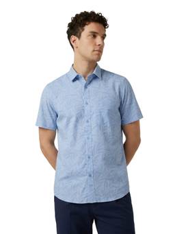 ColorPlus - Regular Fit Printed Medium Blue Shirt