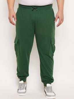 Club York - Green Men Plus Size Regular Fit Mid-Rise Cotton Joggers
