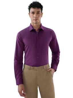 Park Avenue - Slim Fit Dark Purple Solid Cotton Shirt