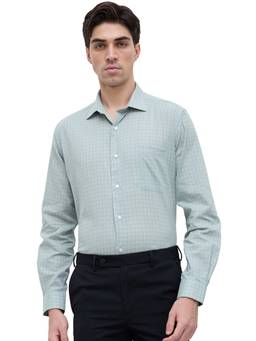 Park Avenue - Regular Fit Medium Blue Checkered Shirt