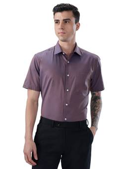 Park Avenue - Regular Fit Dark Brown Solid Cotton Shirt