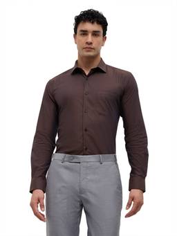 Park Avenue - Slim Fit Dark Brown Checkered Cotton Shirt