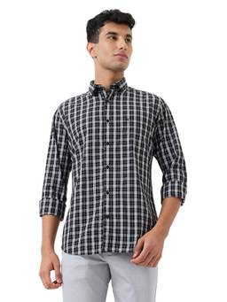 Raymond - Slim Fit Checkered Black Shirt
