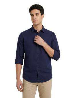 Raymond - Slim Fit Solid Navy Blue Shirt