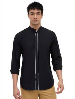 Raymond - Slim Fit Solid Black Shirt