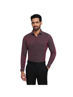 Raymond - Slim Fit Self Design Dark Maroon Shirt