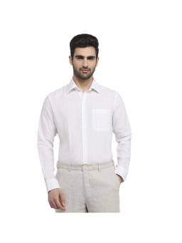 Raymond - Slim Fit White Striped Linen Shirt