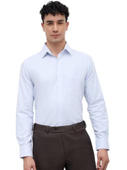 Raymond - Slim Fit Light Blue Checkered Cotton Shirt
