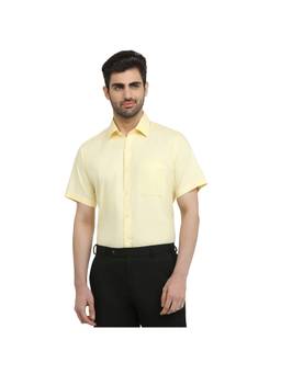 Raymond - Regular Fit Solid Light Yellow Shirt