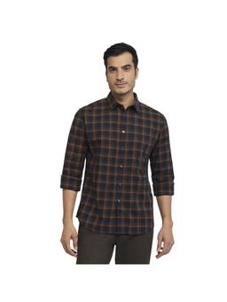 Parx - Slim Fit Dark Blue Checkered Shirt