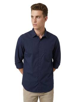 Parx - Slim Fit Solid Medium Blue Shirt