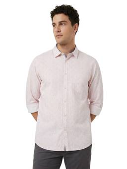 Parx - Slim Fit Medium Pink Printed Cotton Shirt