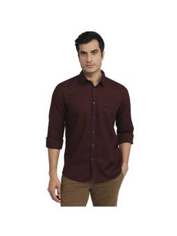 Parx - Slim Fit Solid Dark Red Shirt