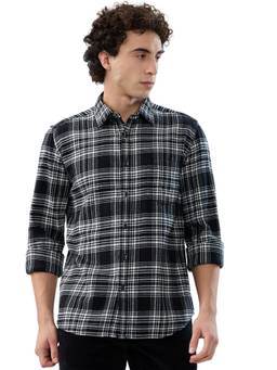 Parx - Slim Fit Checkered Black Shirt