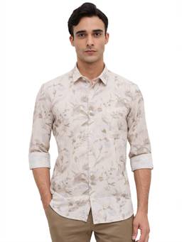 Parx - Slim Fit Medium Grey Printed Shirt