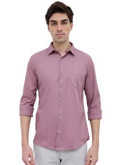 Parx - Slim Fit Dark Pink Solid Shirt