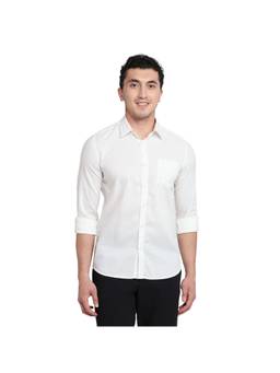 Parx - Slim Fit White Solid Cotton Shirt